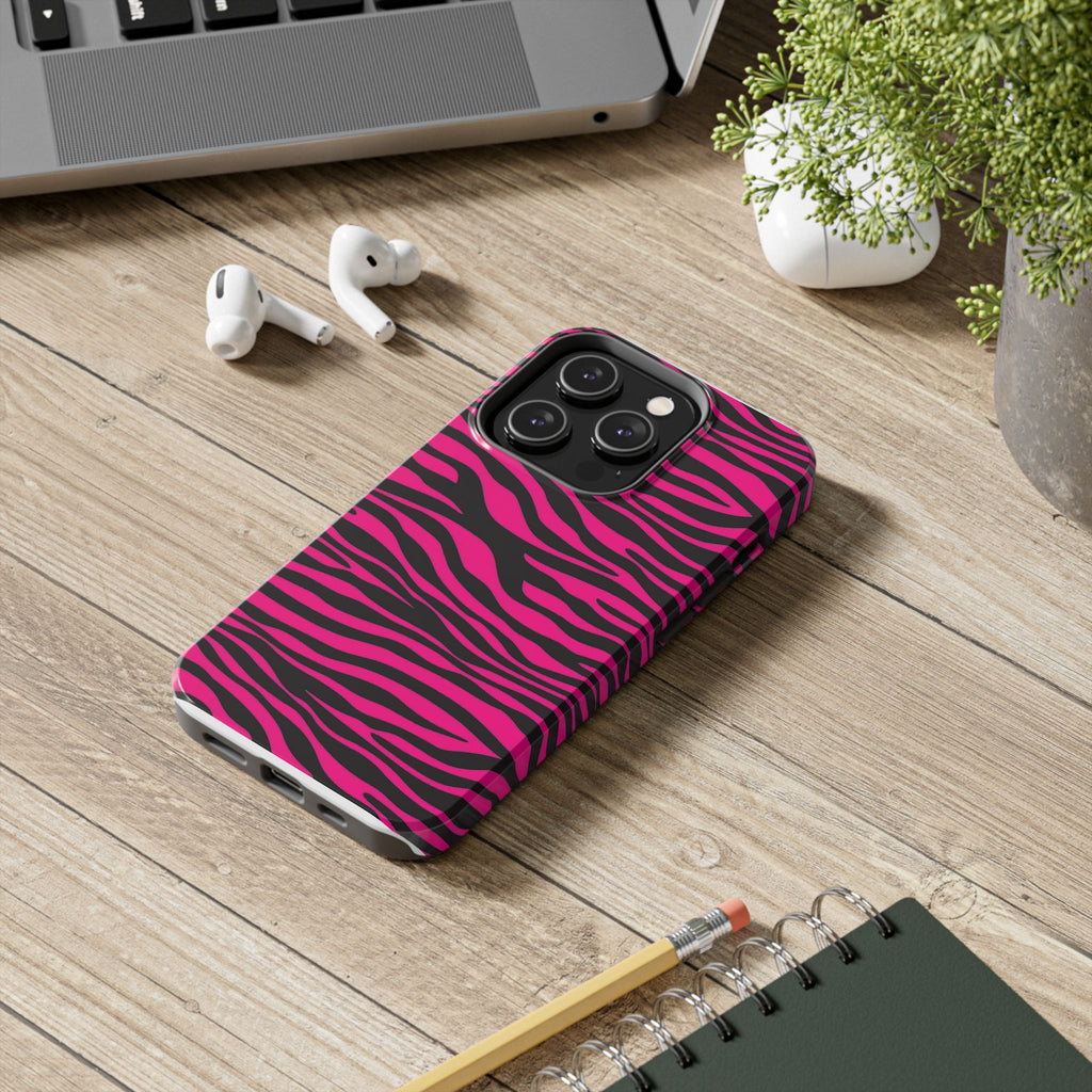 Hot Pink Zebra Tough Phone Case