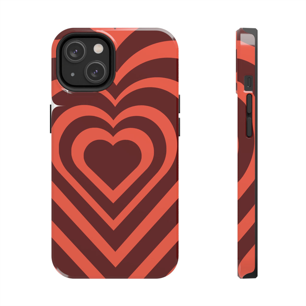 Retro Red Heart Pattern Phone Case