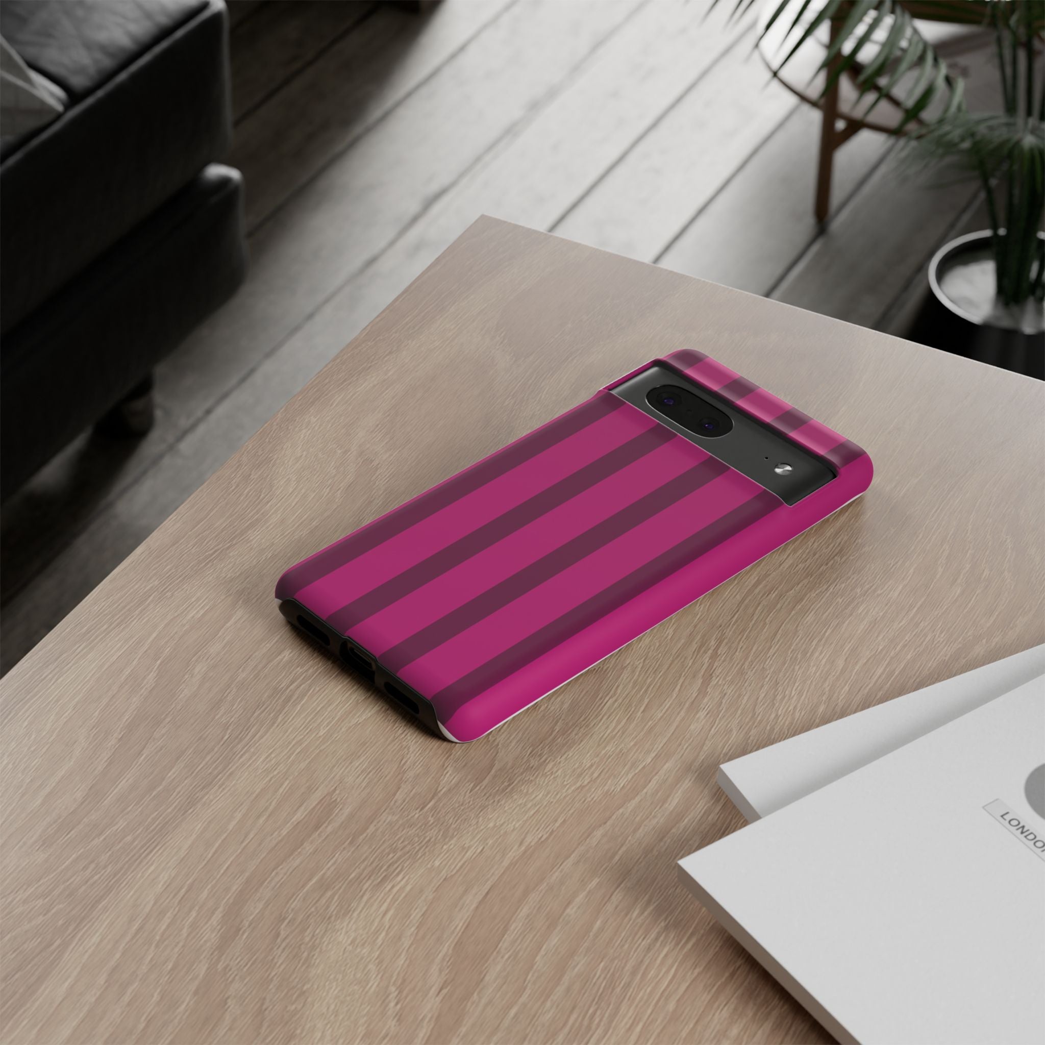 Hot Pink Striped Phone Case