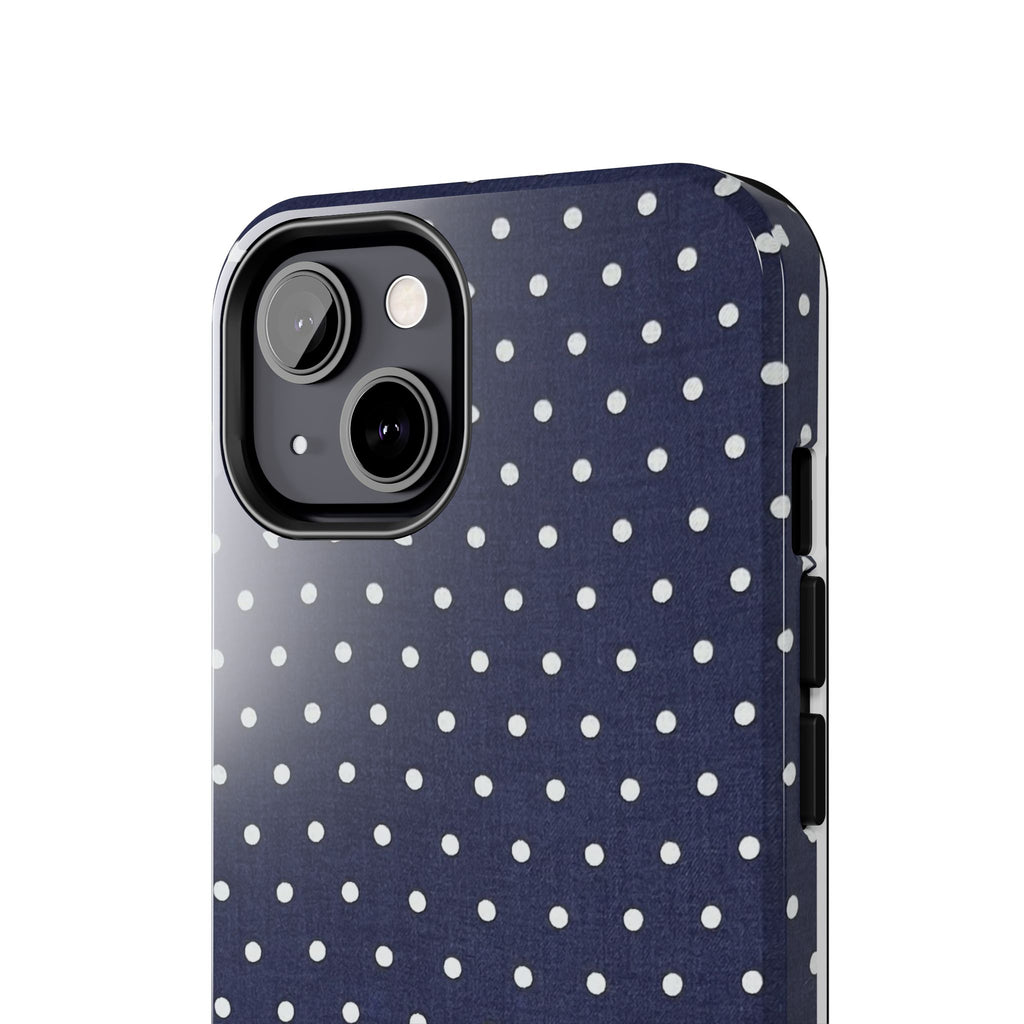 Navy Polka Dot Tough Phone Case