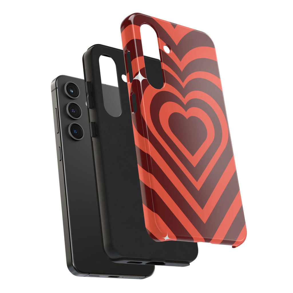 Retro Red Heart Pattern Phone Case