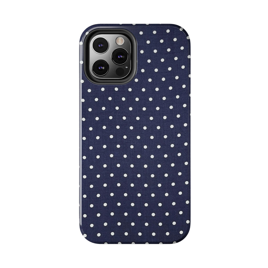 Navy Polka Dot Tough Phone Case