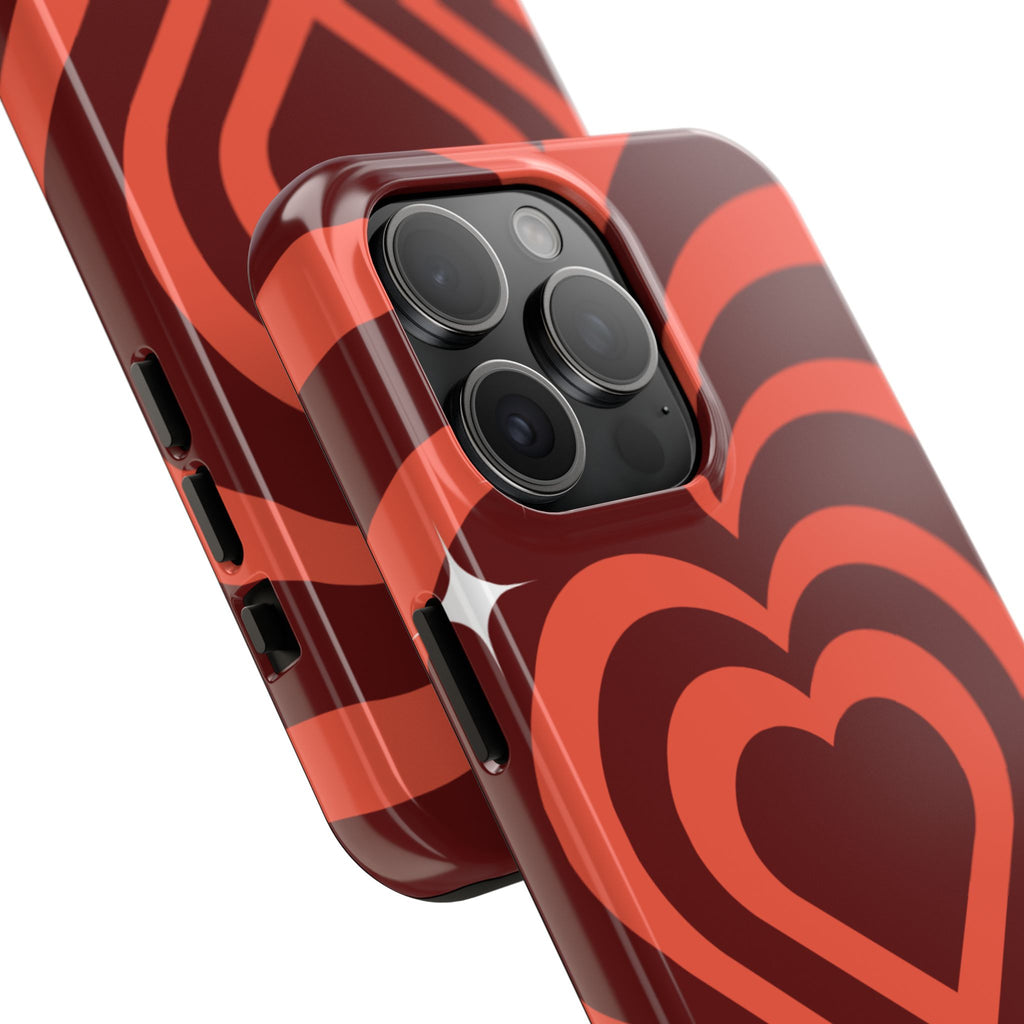 Retro Red Heart Pattern Phone Case