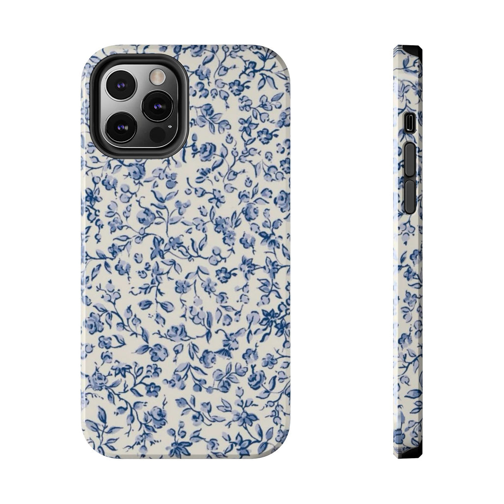 Blue Floral Tough Phone Case