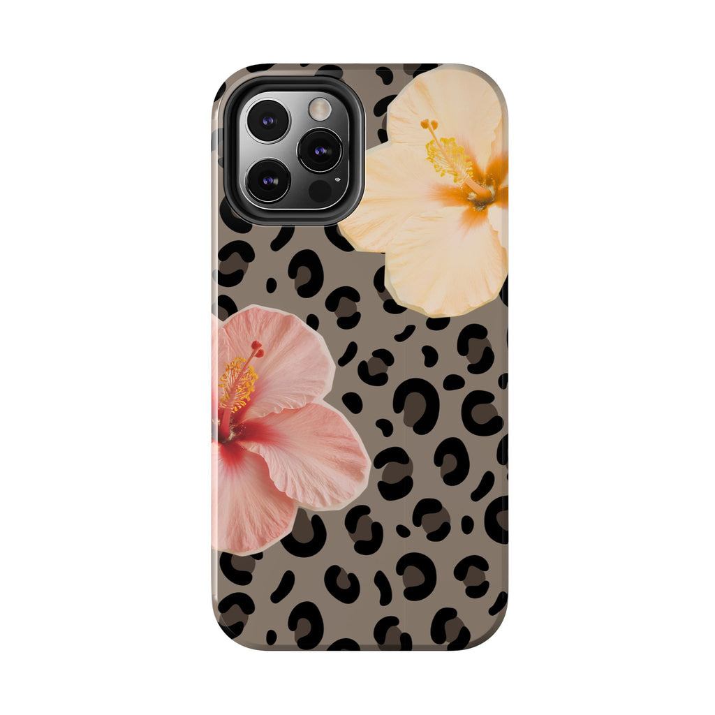 Tropical Hibiscus Leopard Phone Case | Floral Animal Print Phone Case
