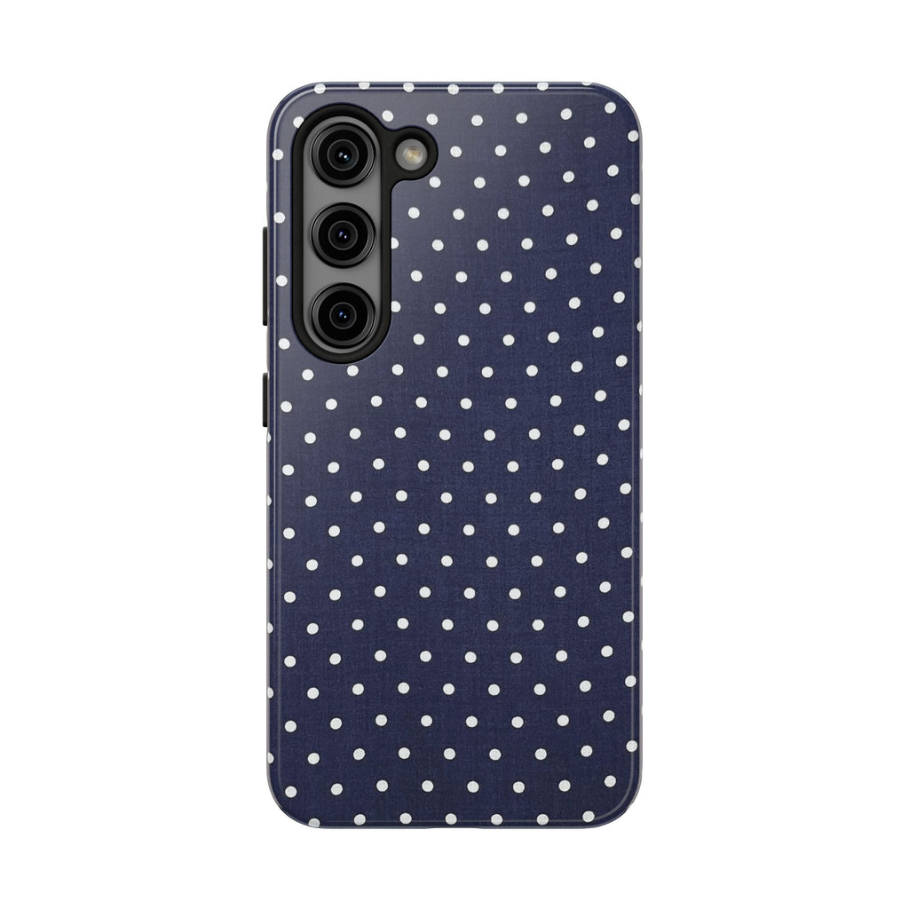 Navy Polka Dot Tough Phone Case