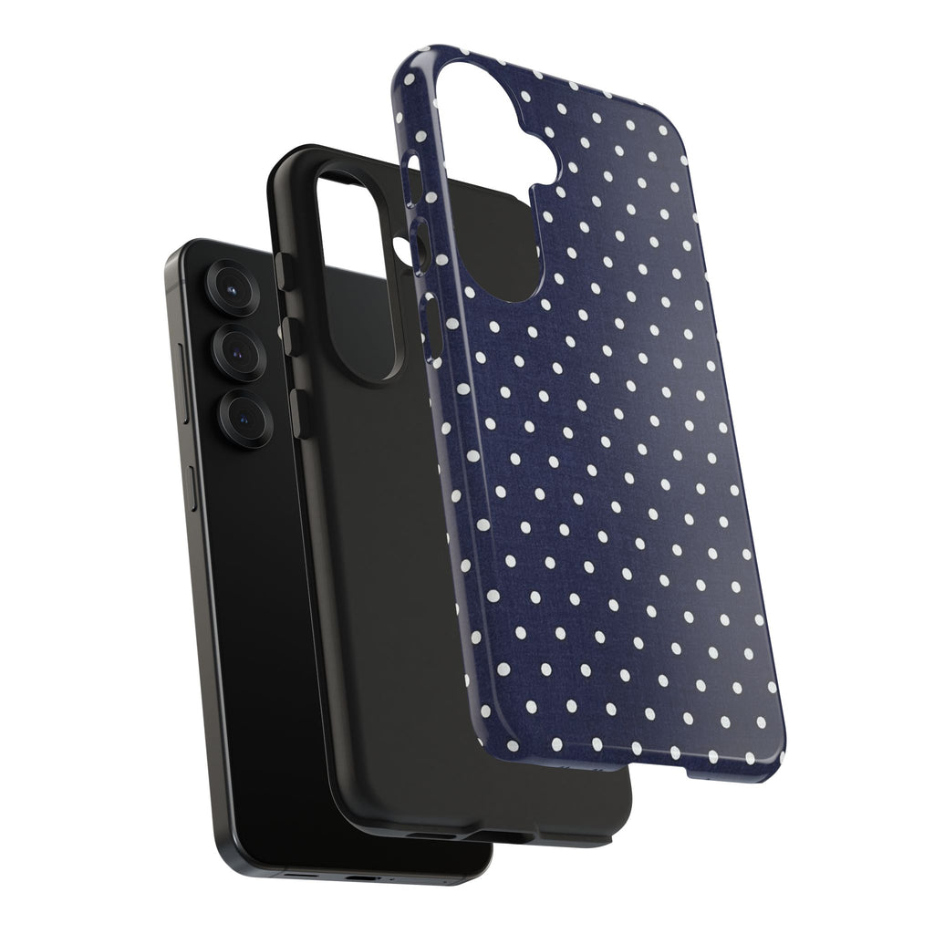 Navy Polka Dot Tough Phone Case