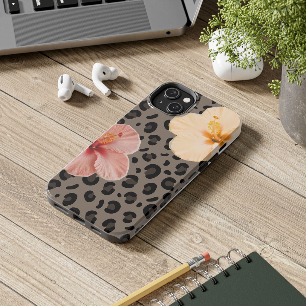 Tropical Hibiscus Leopard Phone Case | Floral Animal Print Phone Case