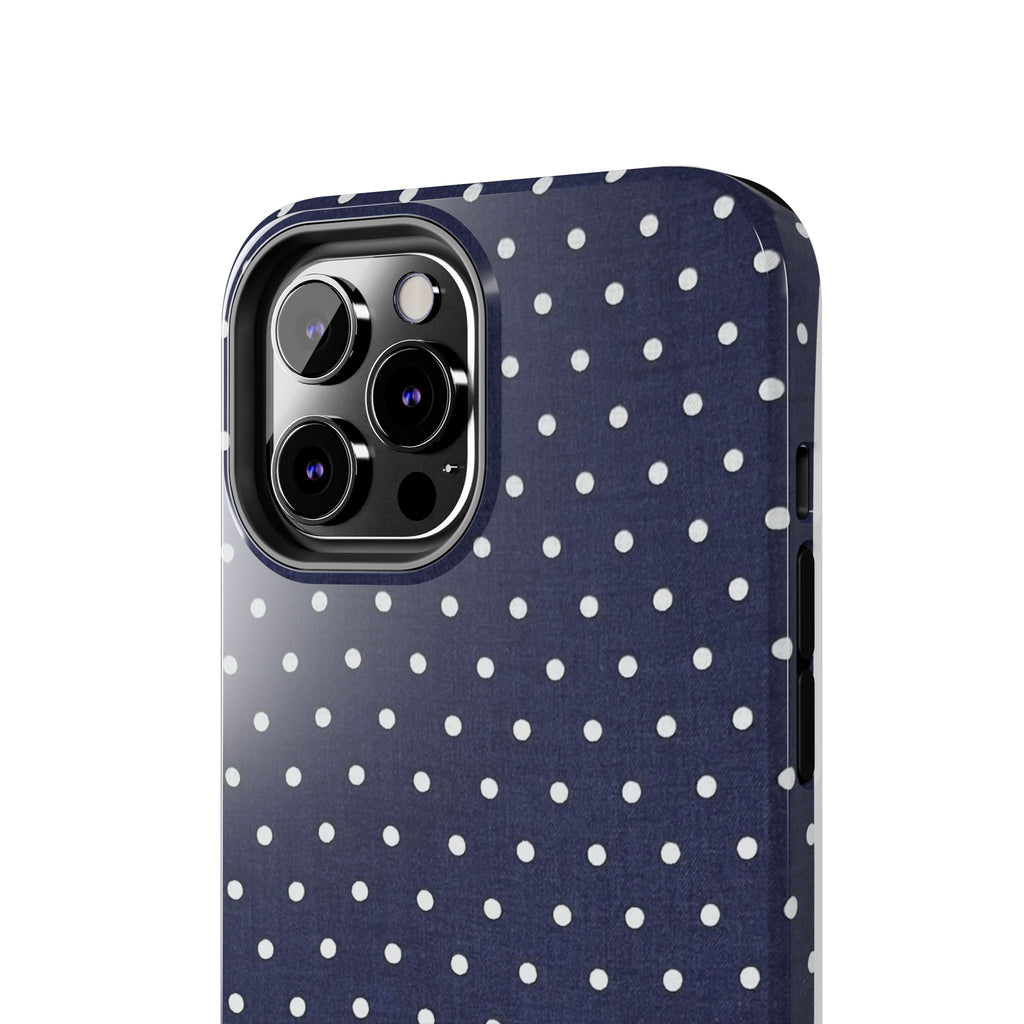 Navy Polka Dot Tough Phone Case