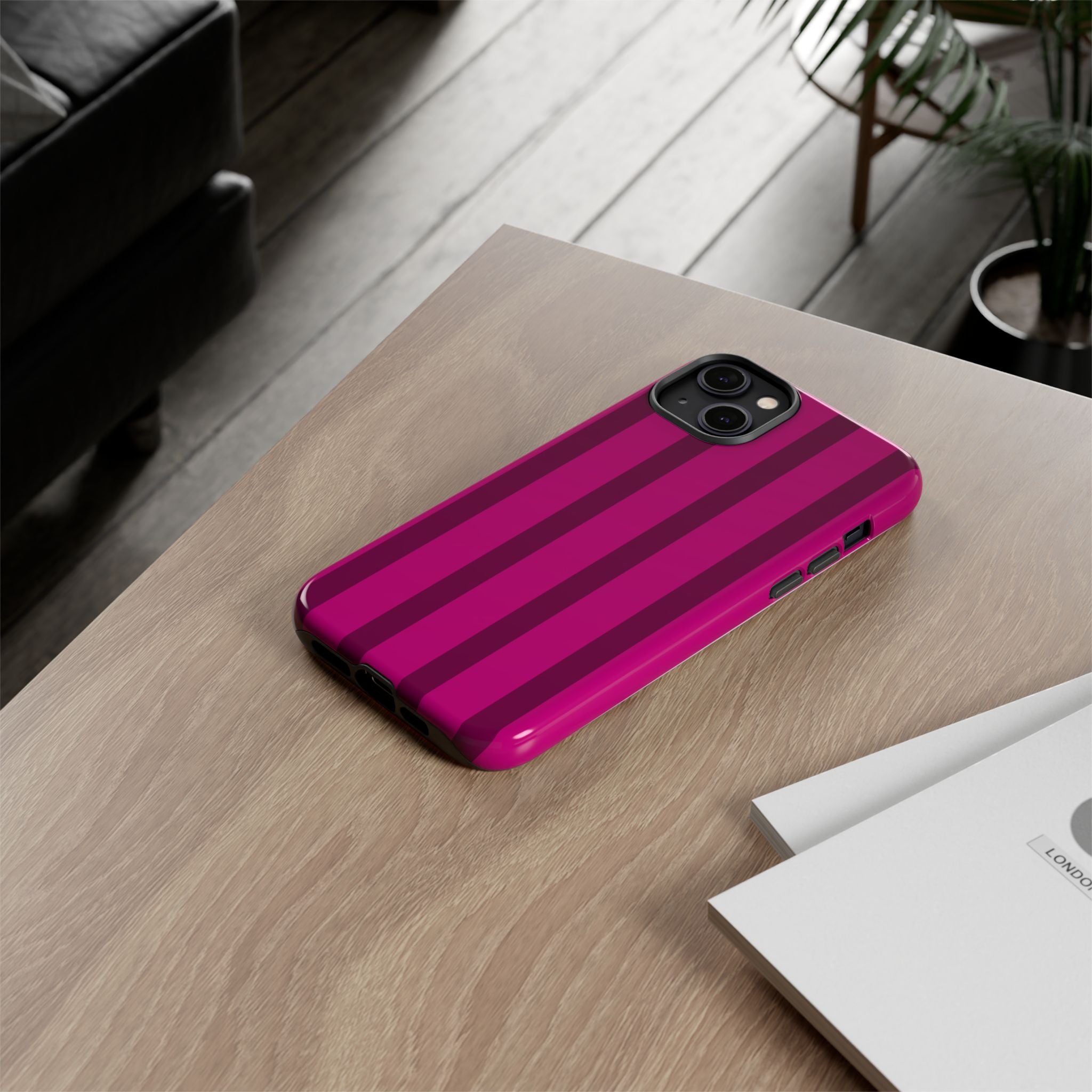 Hot Pink Striped Phone Case