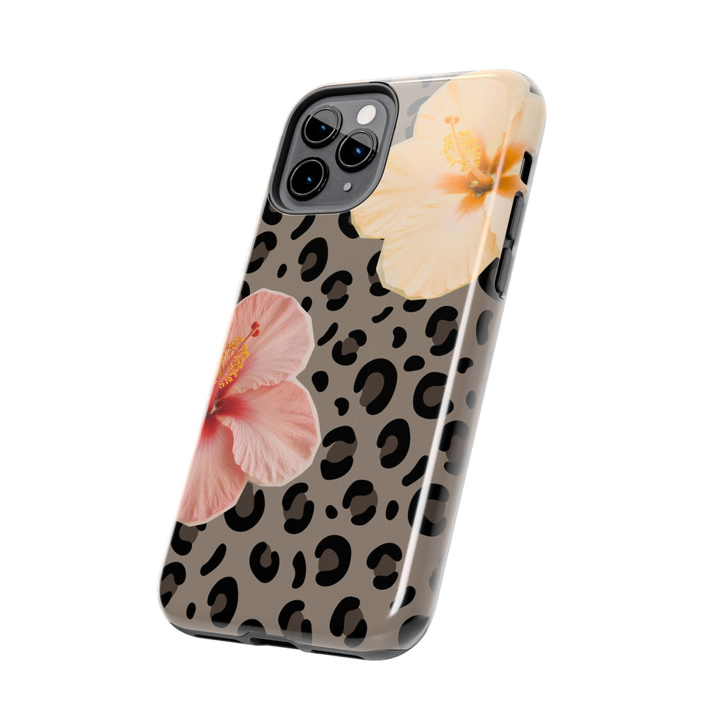 Tropical Hibiscus Leopard Phone Case | Floral Animal Print Phone Case