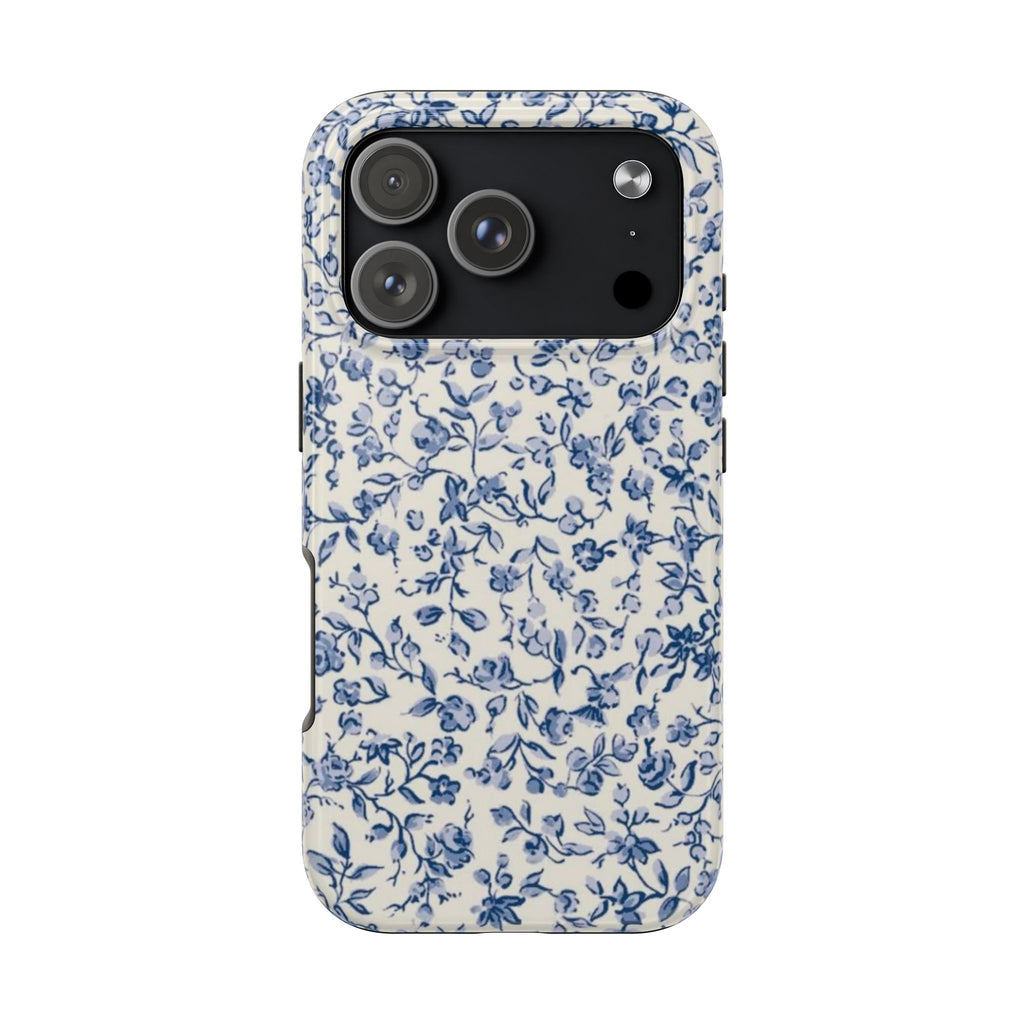 Blue Floral Tough Phone Case