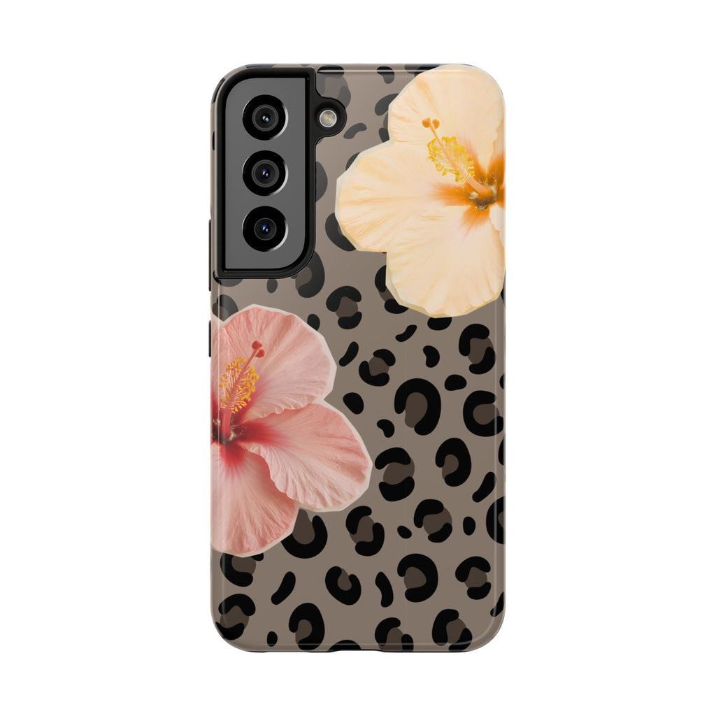 Tropical Hibiscus Leopard Phone Case | Floral Animal Print Phone Case