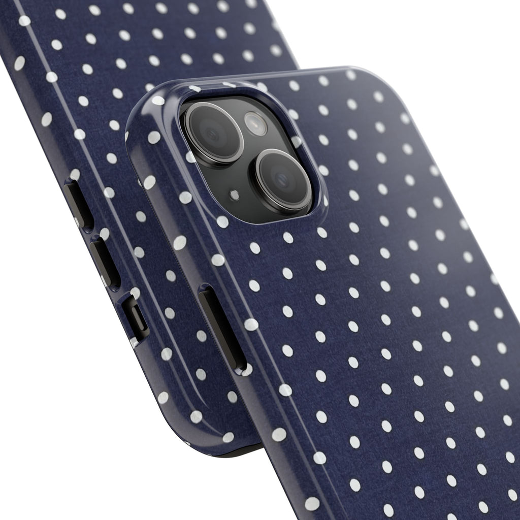 Navy Polka Dot Tough Phone Case