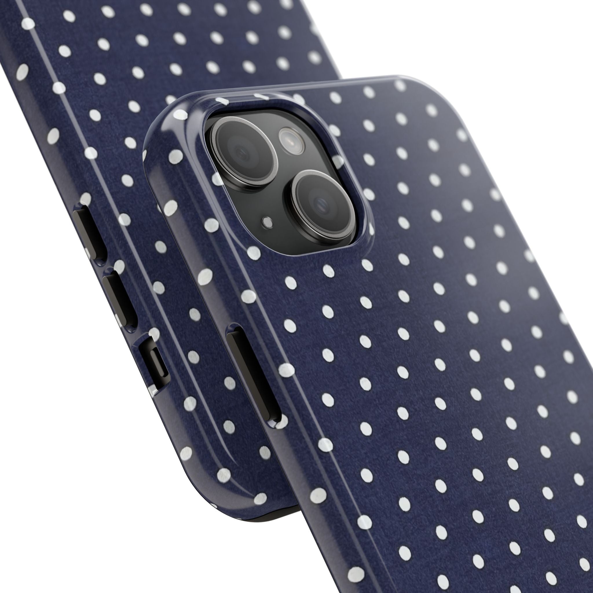 Navy Polka Dot Tough Phone Case