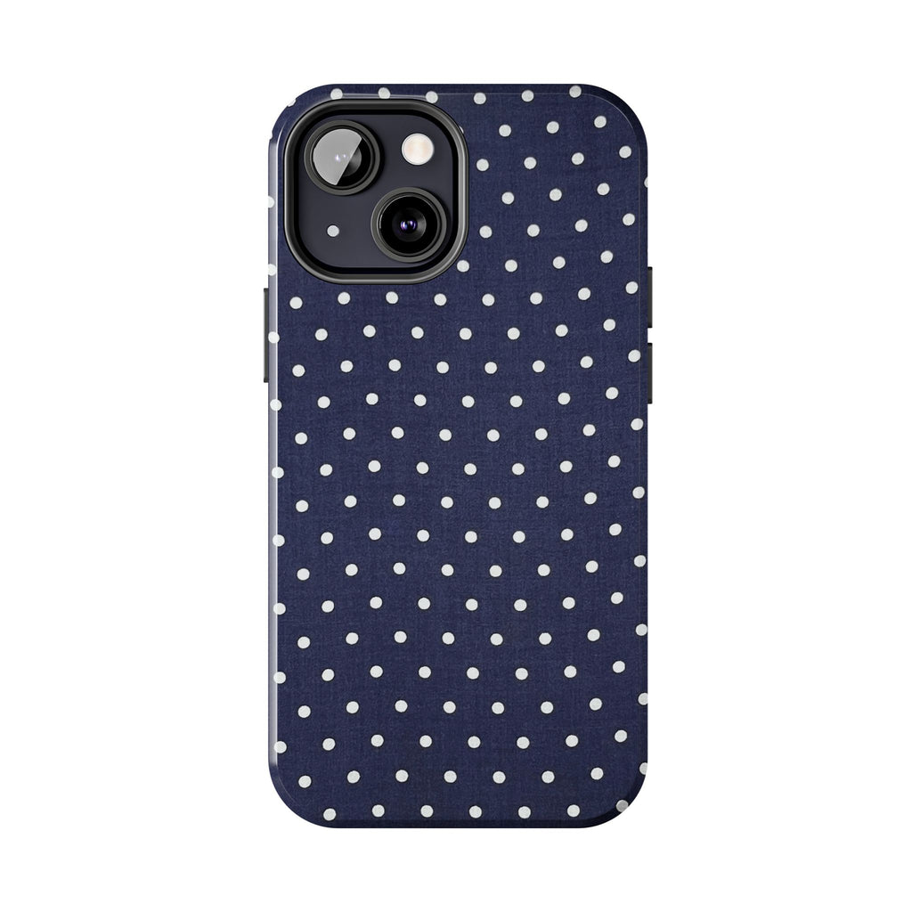 Navy Polka Dot Tough Phone Case
