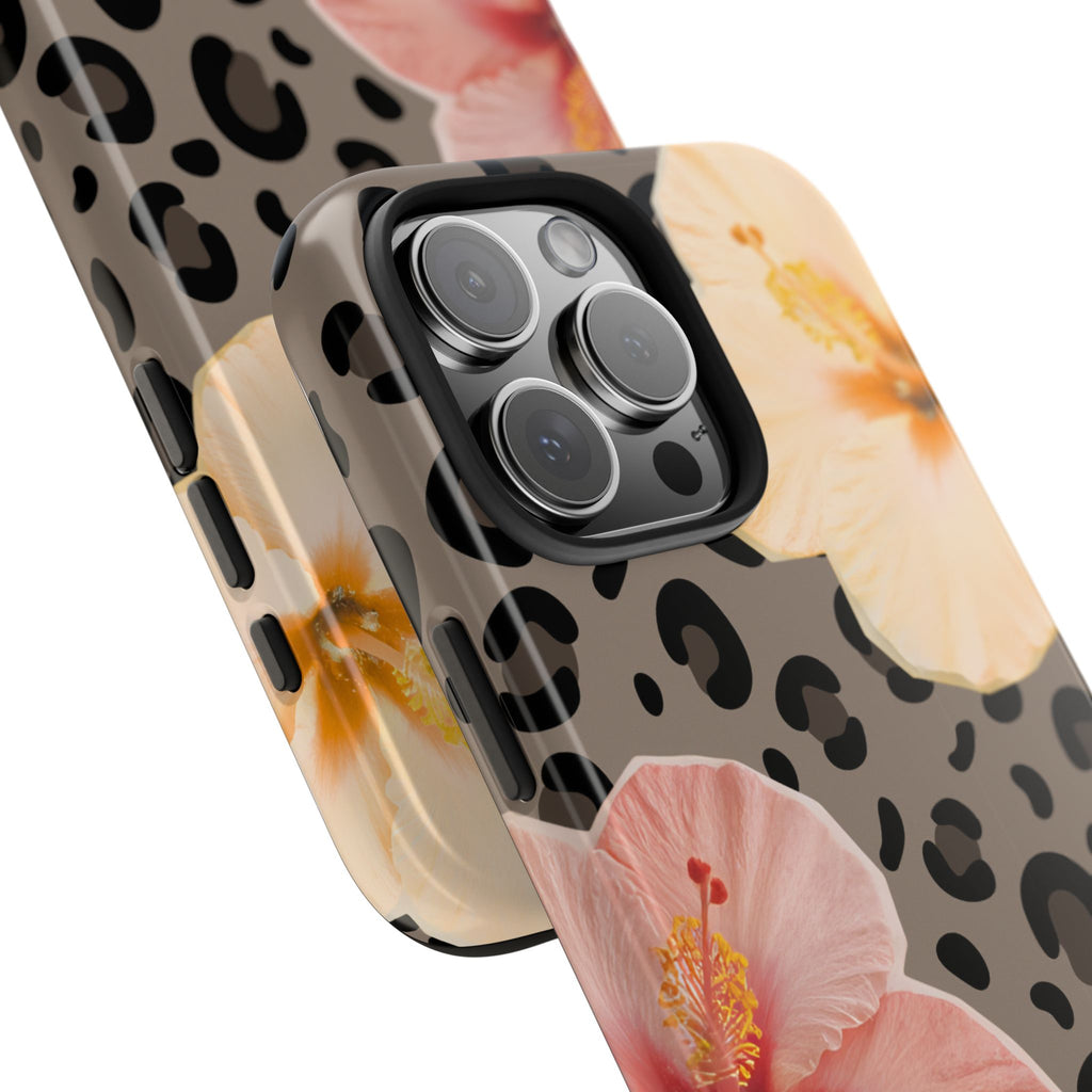 Tropical Hibiscus Leopard Phone Case | Floral Animal Print Phone Case