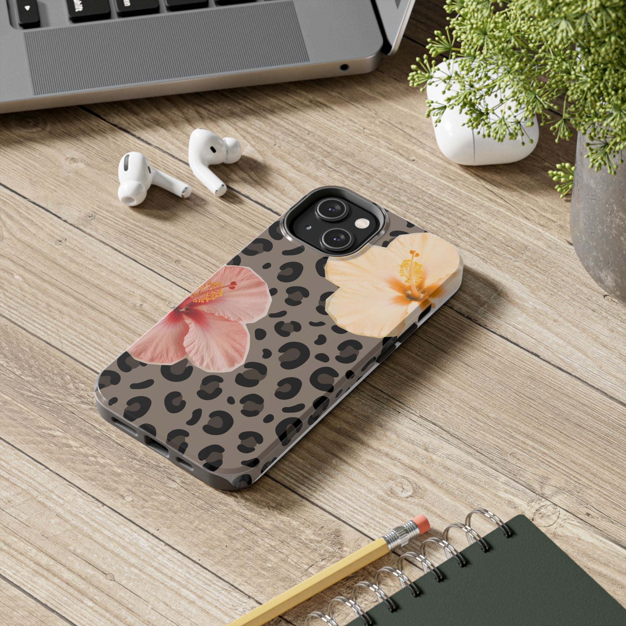 Tropical Hibiscus Leopard Phone Case | Floral Animal Print Phone Case