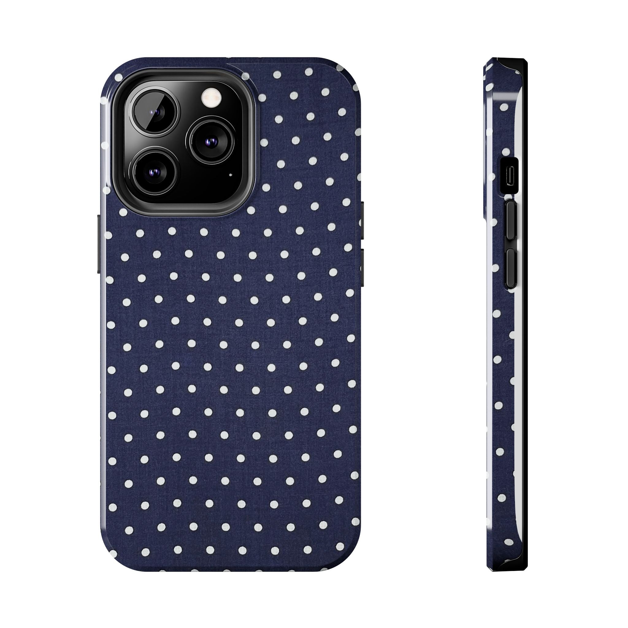 Navy Polka Dot Tough Phone Case