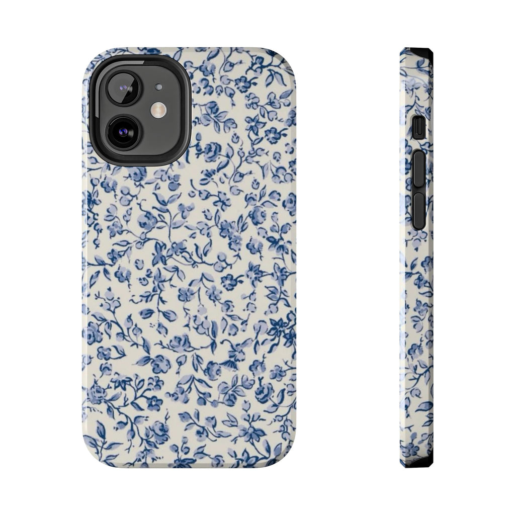 Blue Floral Tough Phone Case