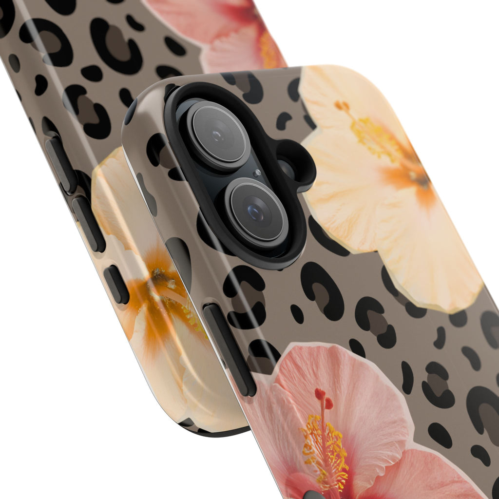 Tropical Hibiscus Leopard Phone Case | Floral Animal Print Phone Case