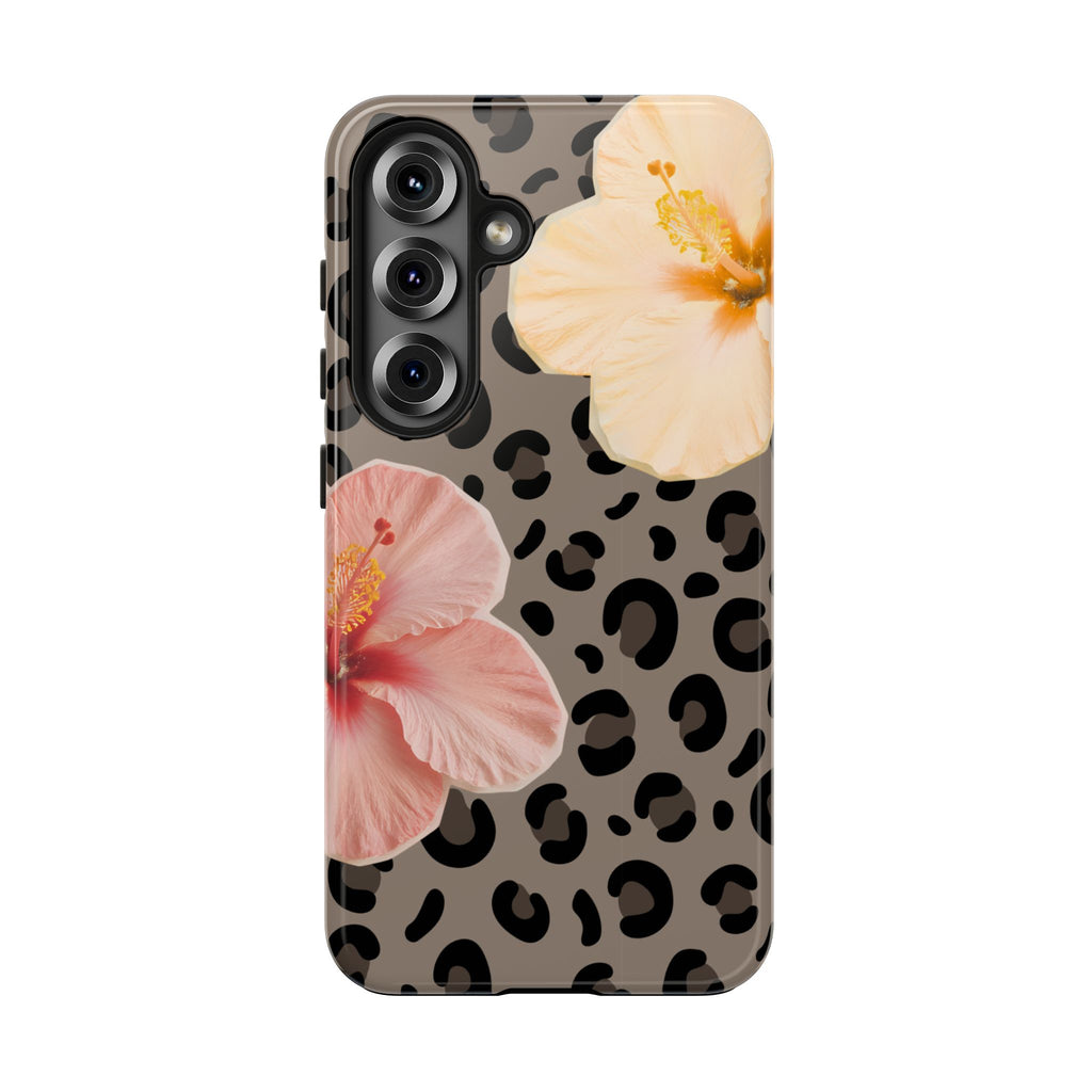 Tropical Hibiscus Leopard Phone Case | Floral Animal Print Phone Case