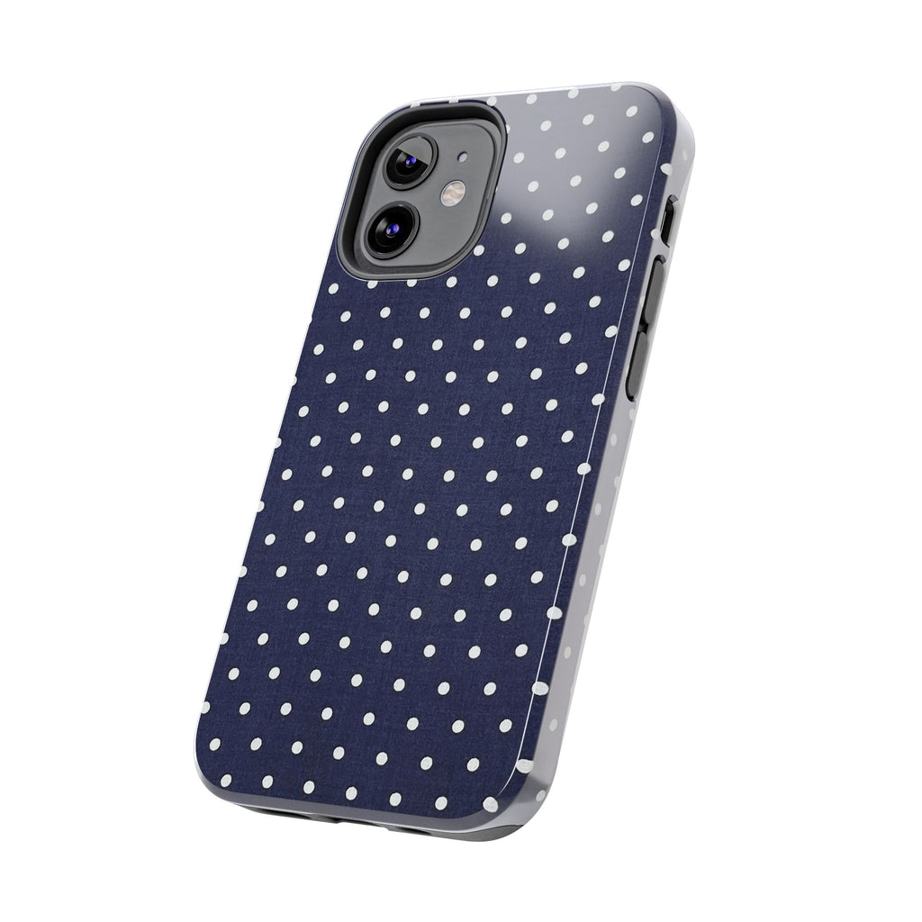 Navy Polka Dot Tough Phone Case