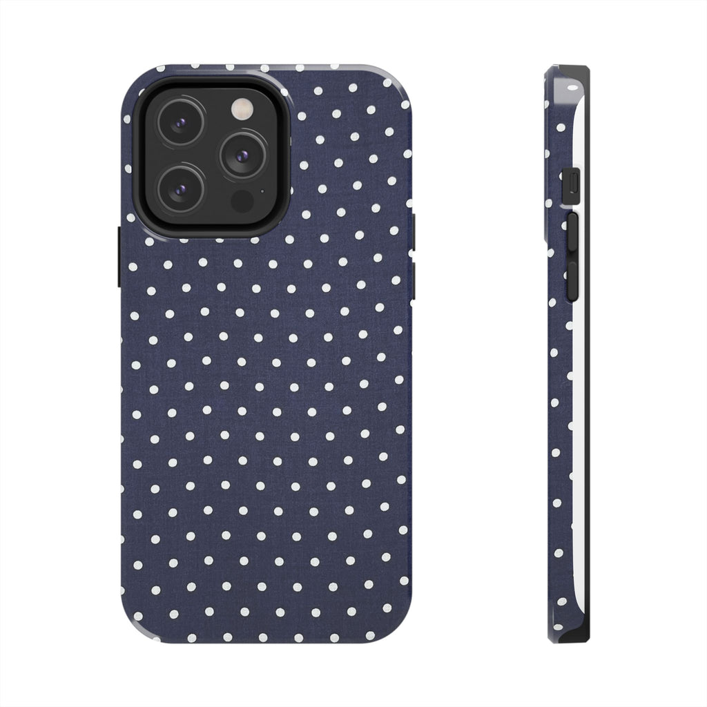 Navy Polka Dot Tough Phone Case