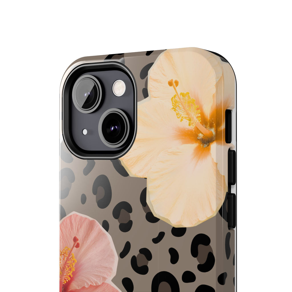Tropical Hibiscus Leopard Phone Case | Floral Animal Print Phone Case
