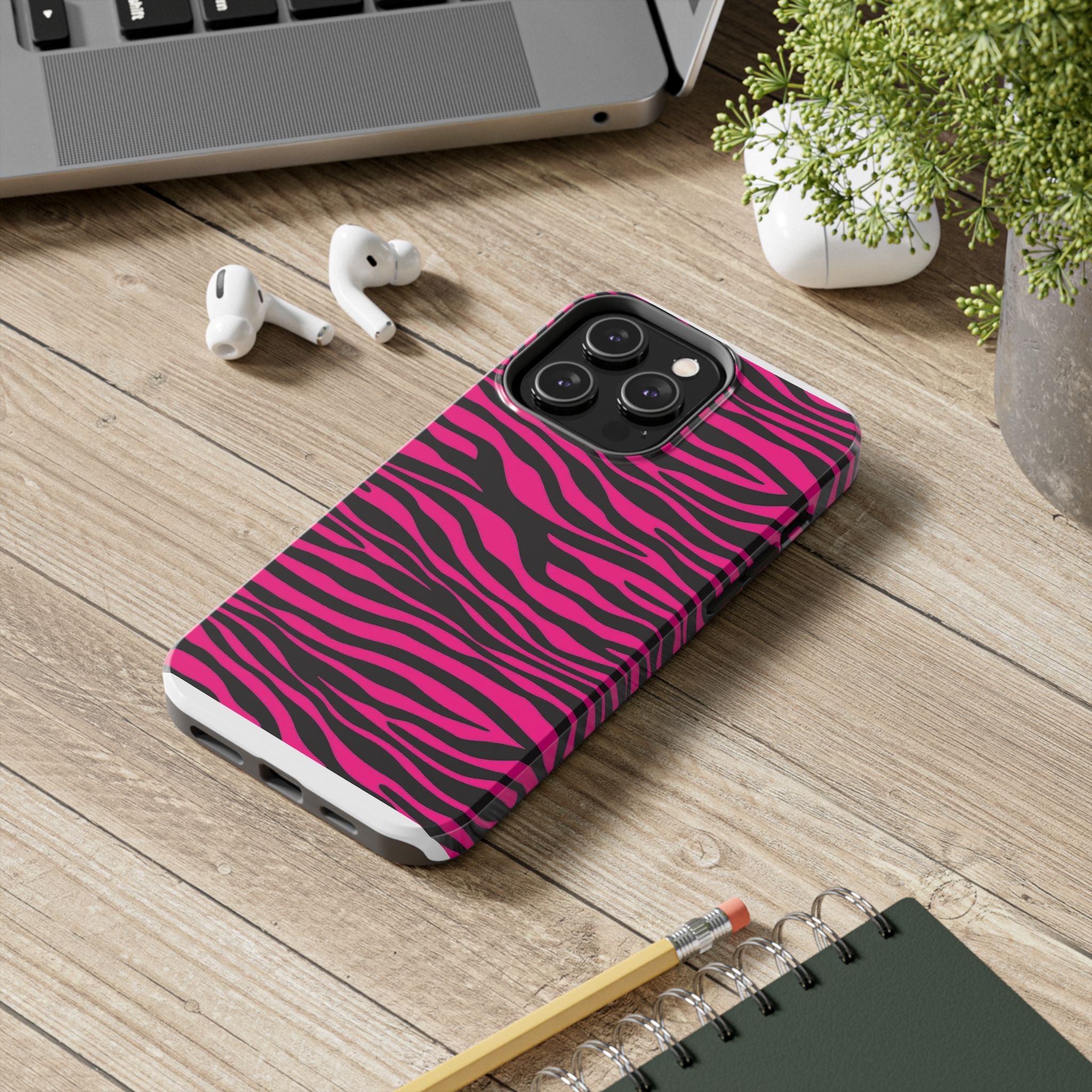 Hot Pink Zebra Tough Phone Case