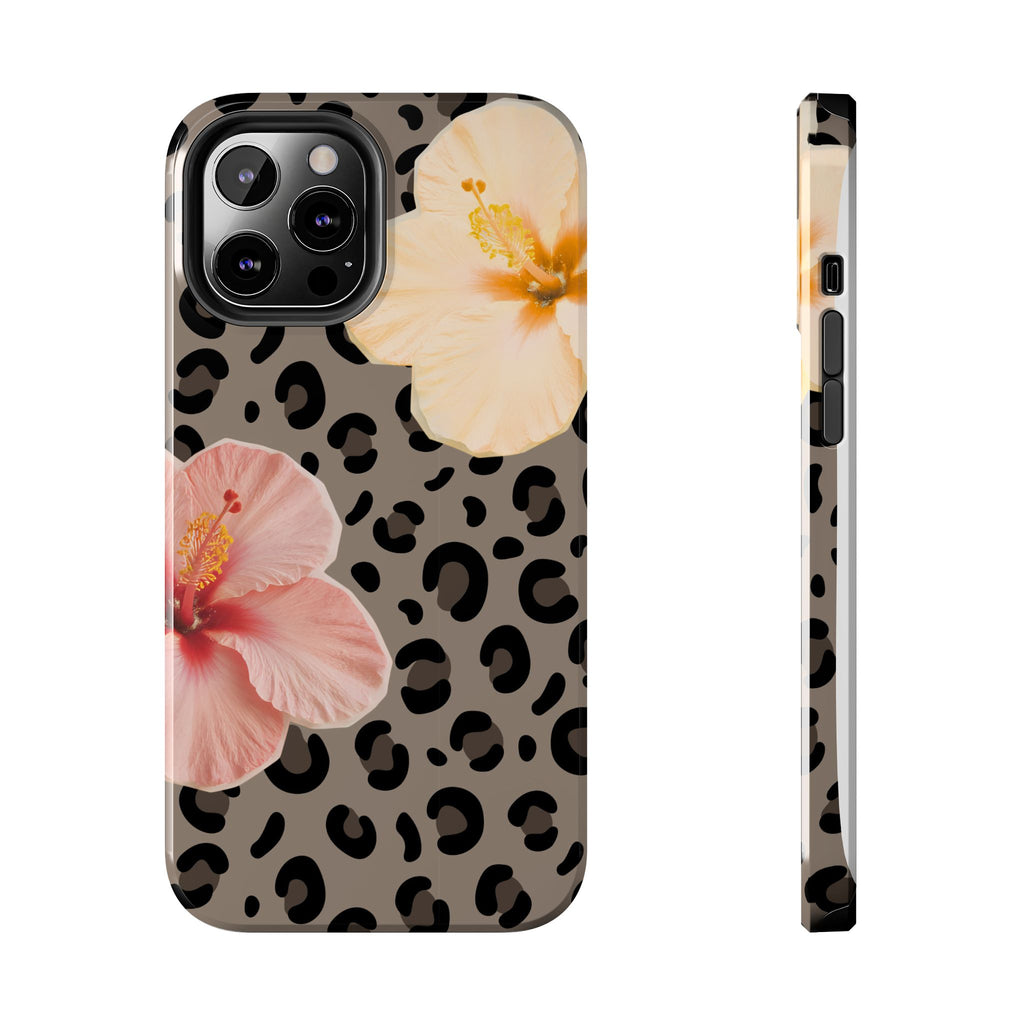 Tropical Hibiscus Leopard Phone Case | Floral Animal Print Phone Case