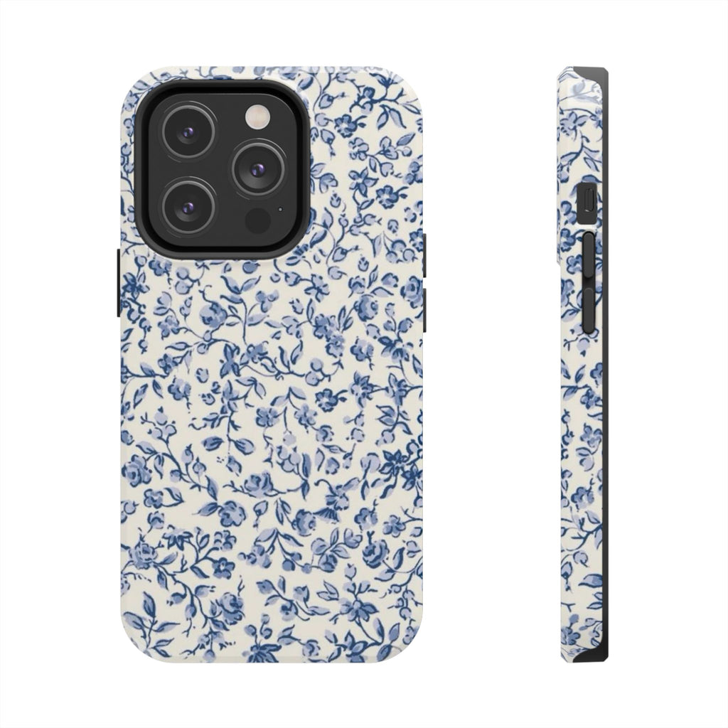 Blue Floral Tough Phone Case