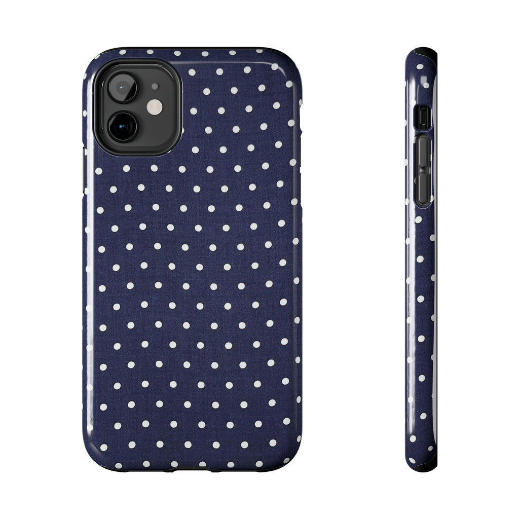 Navy Polka Dot Tough Phone Case