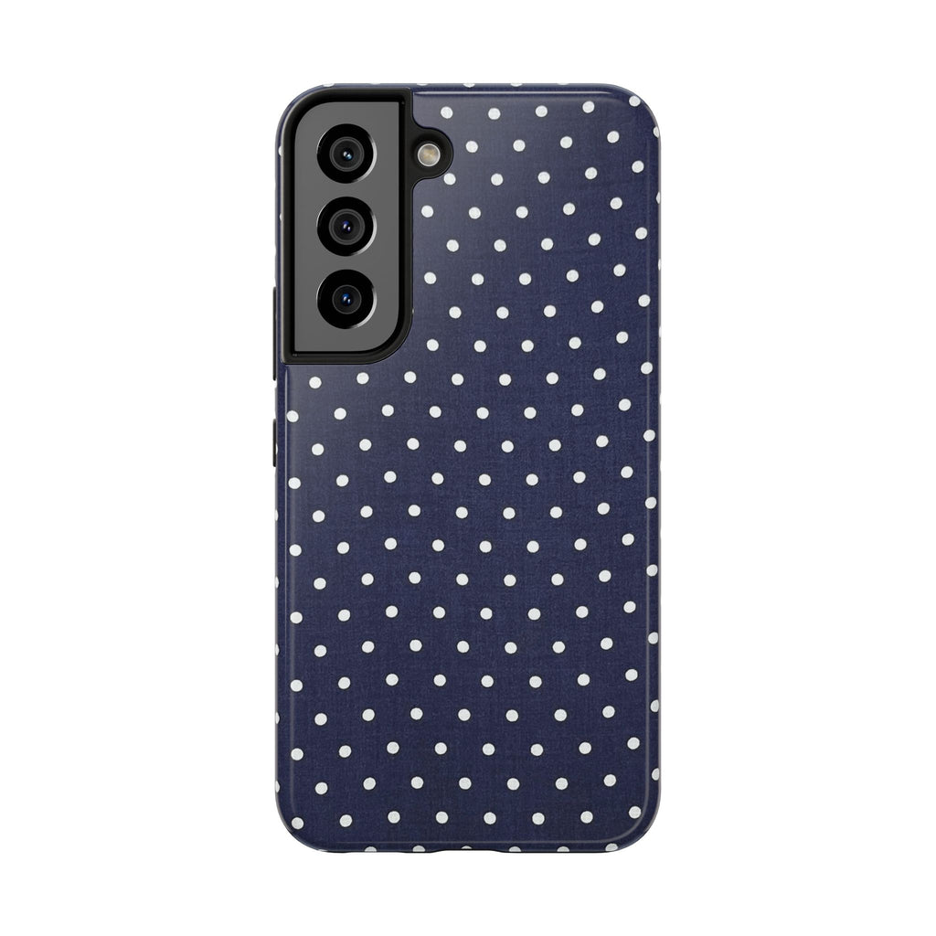 Navy Polka Dot Tough Phone Case