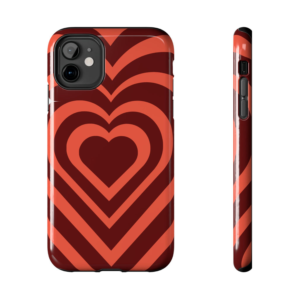Retro Red Heart Pattern Phone Case