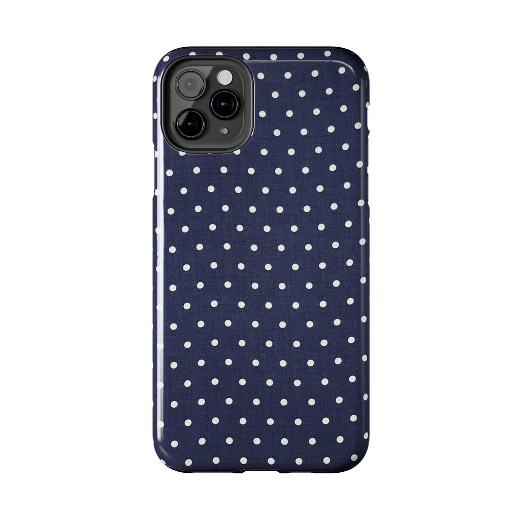 Navy Polka Dot Tough Phone Case