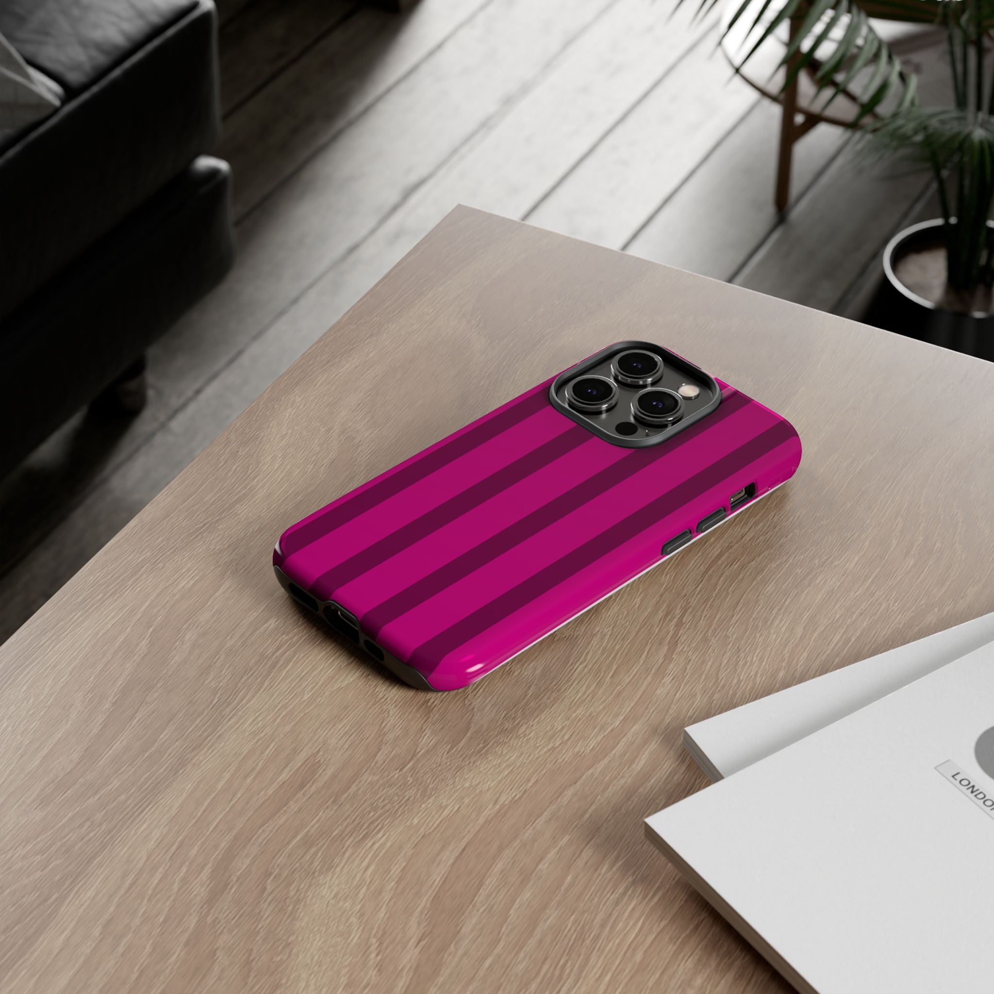 Hot Pink Striped Phone Case