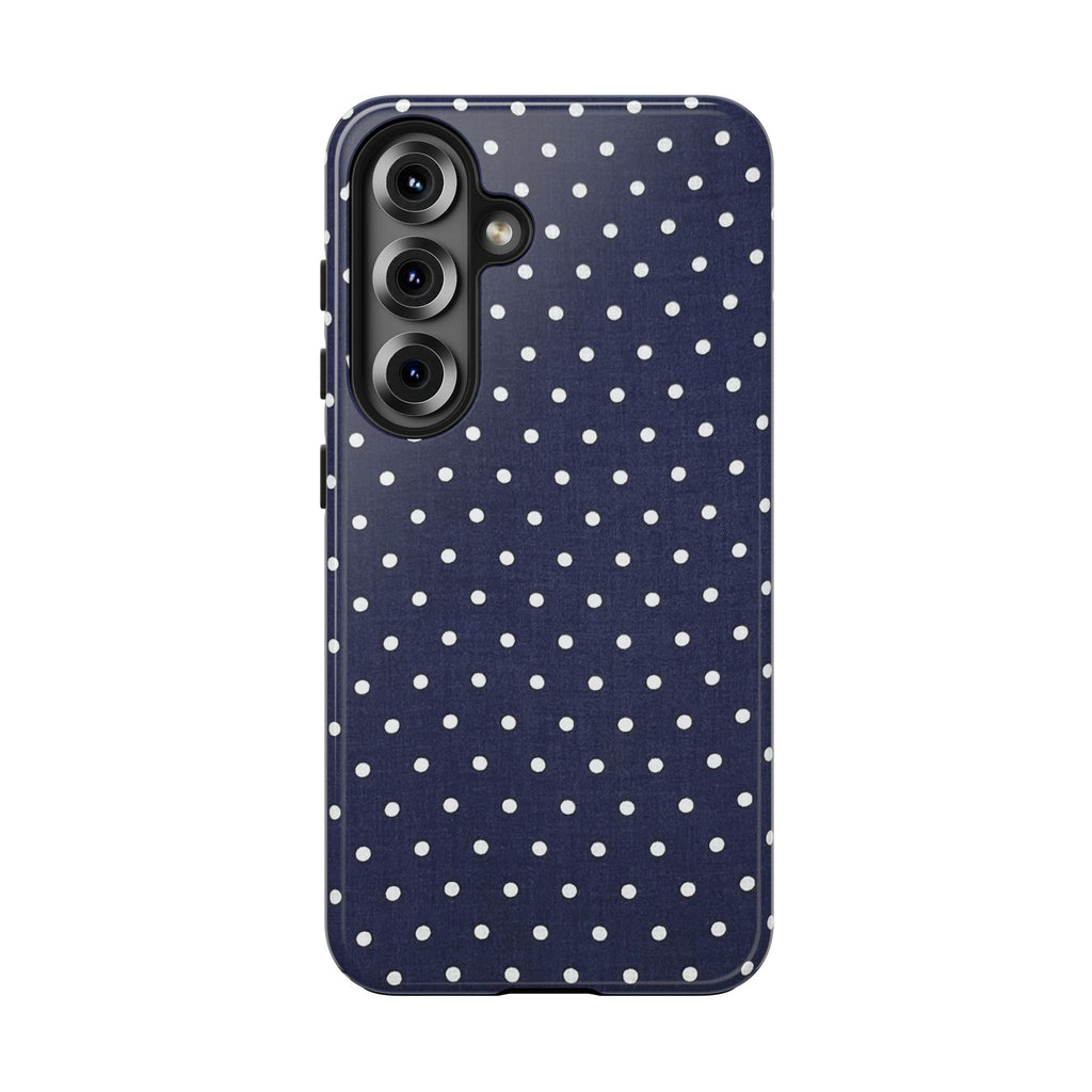 Navy Polka Dot Tough Phone Case