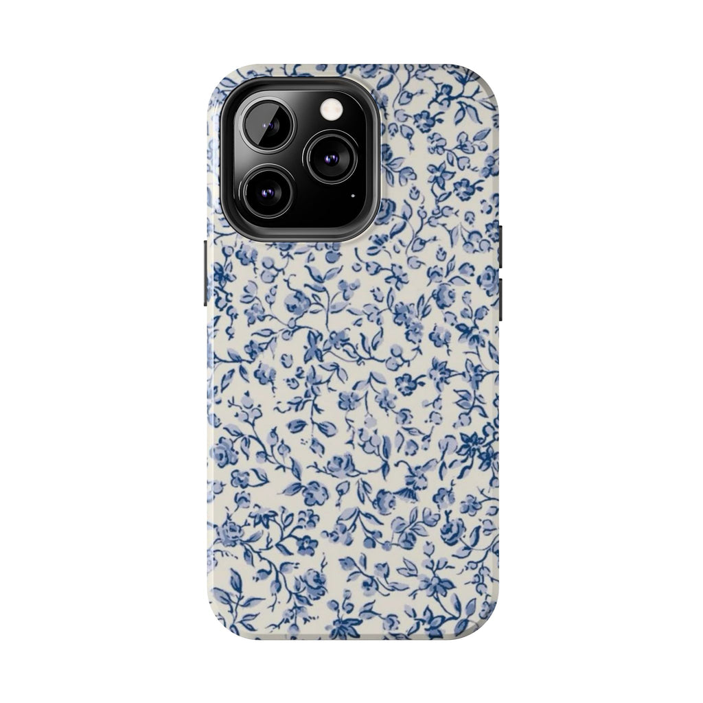 Blue Floral Tough Phone Case
