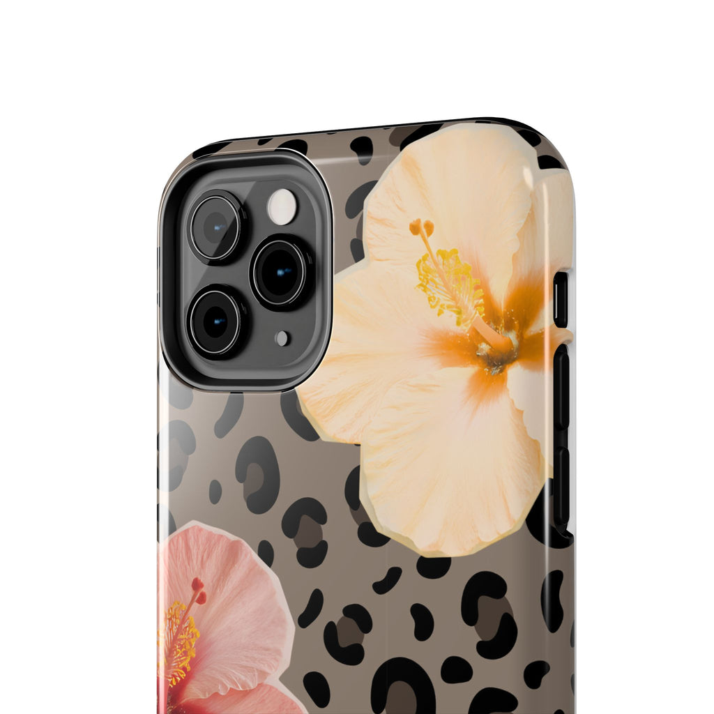 Tropical Hibiscus Leopard Phone Case | Floral Animal Print Phone Case