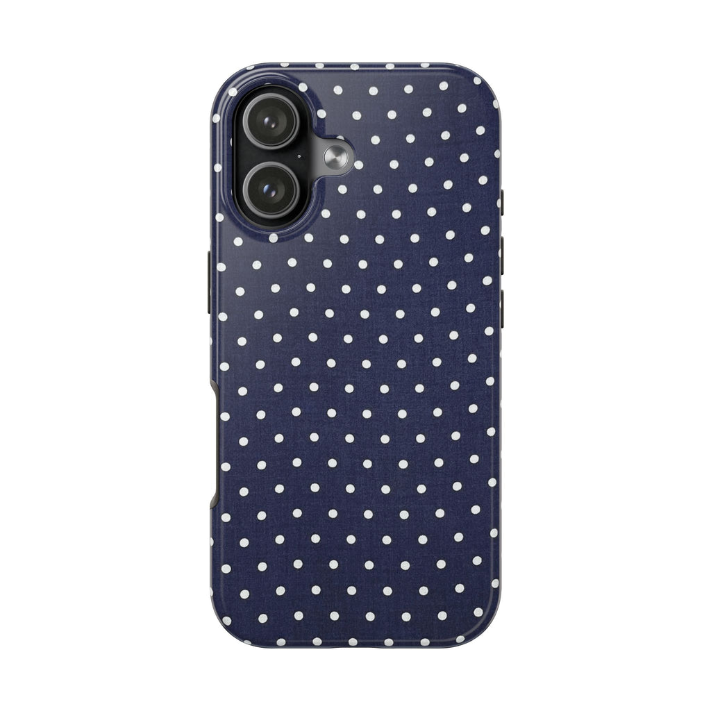 Navy Polka Dot Tough Phone Case