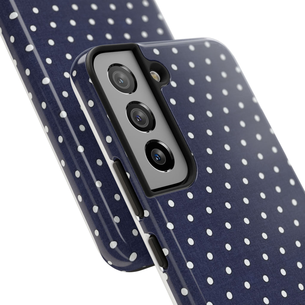 Navy Polka Dot Tough Phone Case