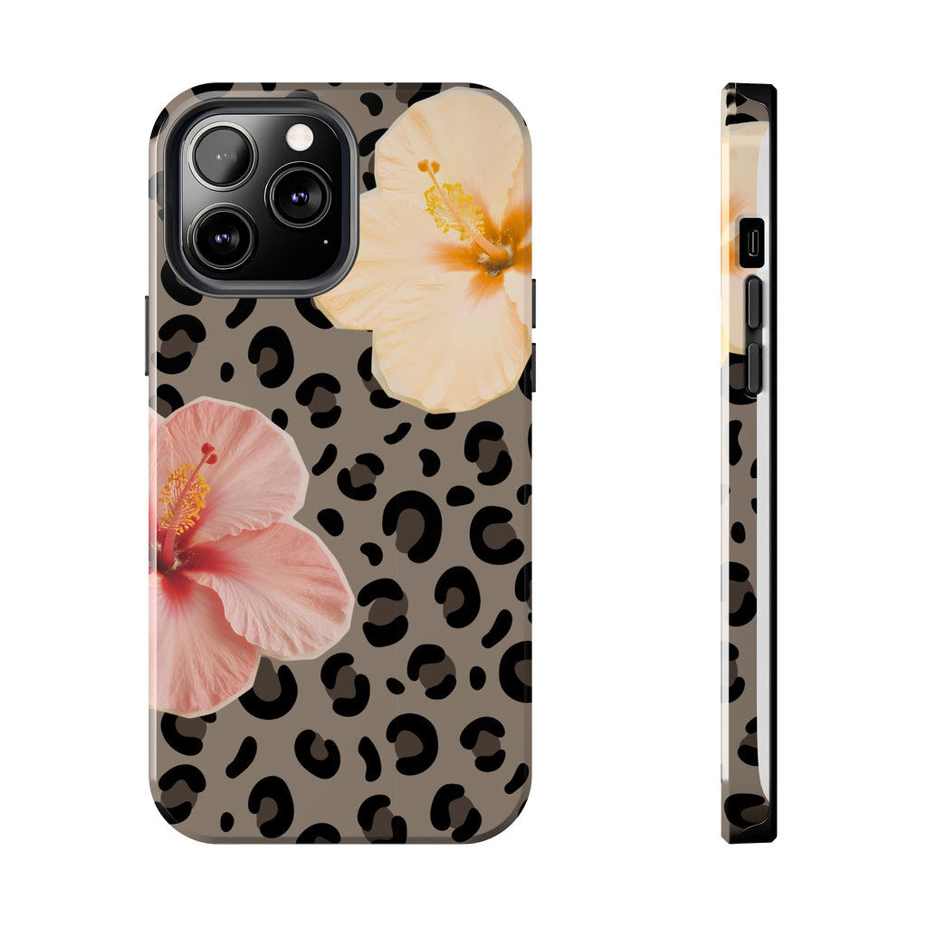 Tropical Hibiscus Leopard Phone Case | Floral Animal Print Phone Case